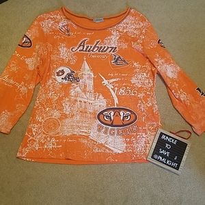 Auburn University Embellished T-shirt by P. Michael Medium 3/4 Length Sl…